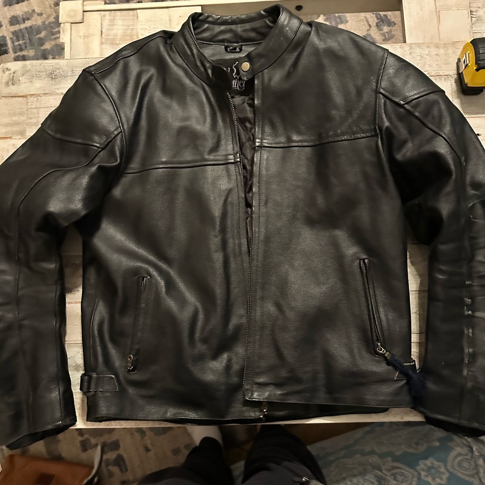 Black Motorcycle Jacket with liner and lots of character